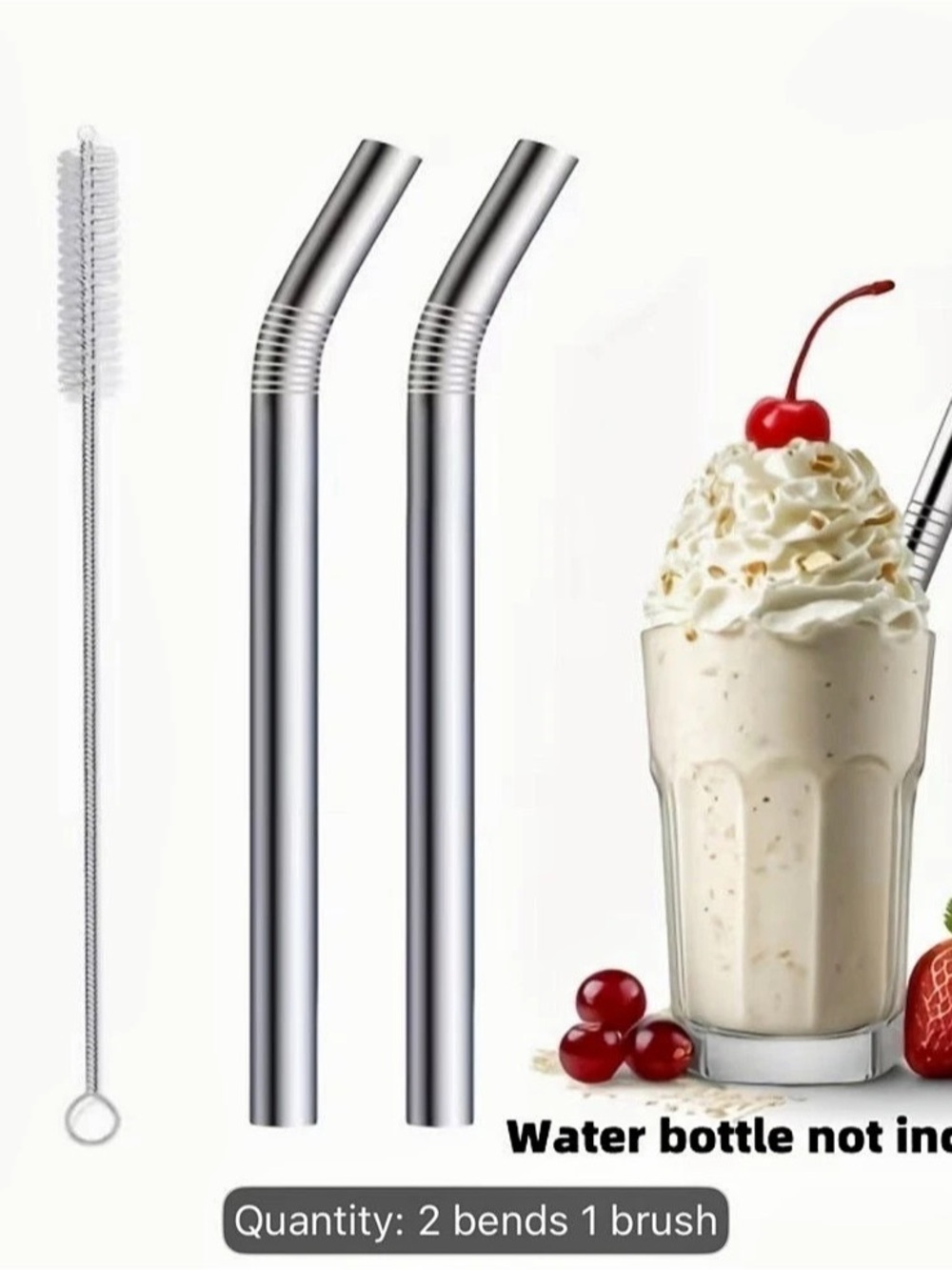 Reusable Stainless Steel Bent Straws Set